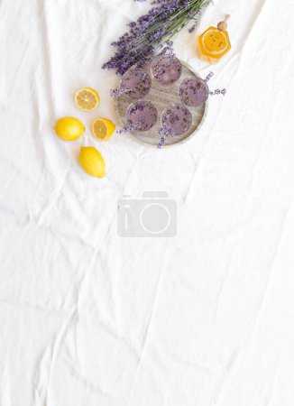 Honey and lavender bouquets. Virus treatment concept. Wooden table