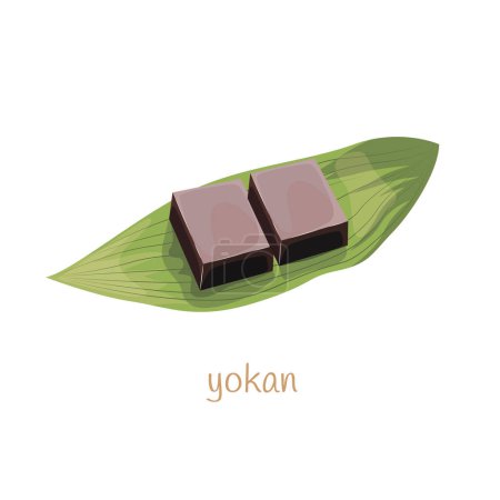 Téléchargez les illustrations : An illustration of cut Japanese sweets, yokan - en licence libre de droit
