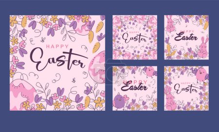 Foto de Tender Happy Easter templates cuadrado con huevos, flores y diseño tipográfico venta de Pascua, patrón sin costuras de primavera. Bueno para las tarjetas de felicitación y las invitaciones de primavera y Pascua, y las redes sociales post - Imagen libre de derechos