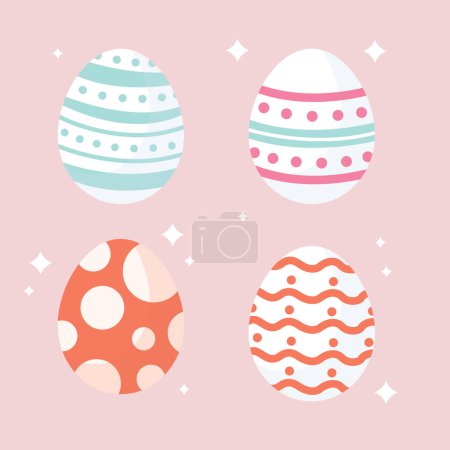 Illustration for Happy Easter.Set of Easter eggs with different texture on a white background.Spring holiday. Vector Illustration.Happy easter eggs - Royalty Free Image