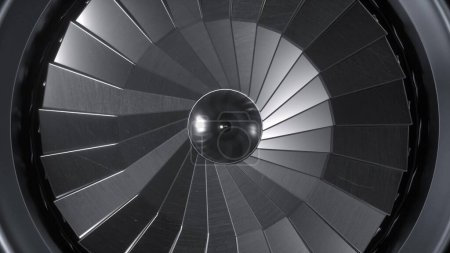 Foto de Turbina de aviones. Motor a reacción. Concepto de aviación. ilustración 3d. - Imagen libre de derechos