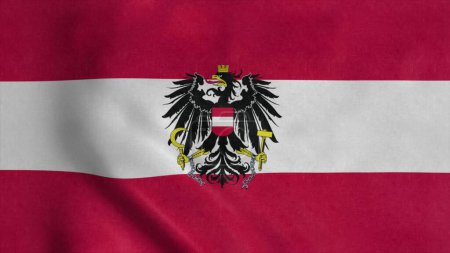Die österreichische Staatsflagge weht im Wind. 3D-Illustration.