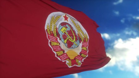 Unión de Repúblicas Socialistas Soviéticas Bandera de la URSS soplando en el viento. Bandera comunista. ilustración 3d.