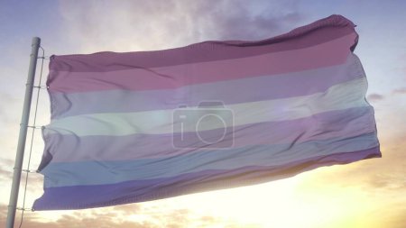 Bigender pride flag. LGBT flag blowing in the wind. 3d illustration.
