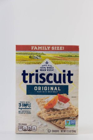 Photo for RIVER FALLS, WI, USA - NOVEMBER 7, 2022: Nabisco Triscuit Crackers and trademark logo. - Royalty Free Image