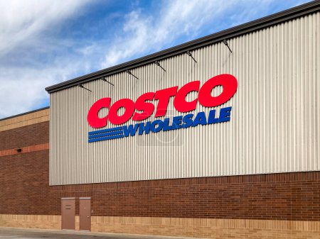 Photo for ST. PAUL, MN, USA - FEBRUARY 6, 2023: Costco Wholesale retail exterior and trademark logo. - Royalty Free Image