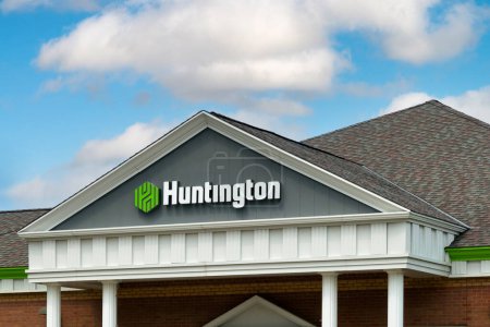 Photo for STILLWATER, MN, USA - JULY 16, 2023:Huntington Bank exterior and trademark logo. - Royalty Free Image