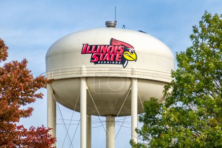Photo for NORMAL, IL, USA - OCTOBER 18, 2023: Water tower with Redbird mascot logo on the campus of Illinois State University. - Royalty Free Image