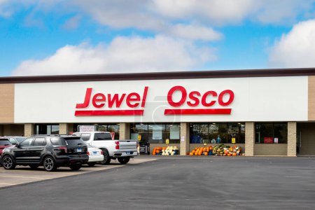 Photo for NORMAL, IL, USA - OCTOBER 18, 2023: Jewel Osco retail supermarket store exterior and trademark logo. - Royalty Free Image