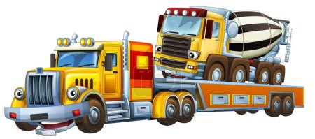 Photo for Cartoon scene with tow truck driving with load other car isolated illustration for children - Royalty Free Image