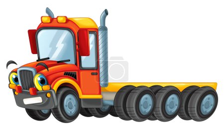 happy cartoon tow truck driver isolated on white illustration for children