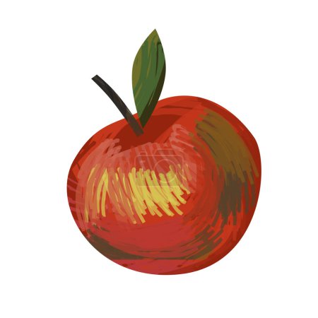 Photo for Cartoon fruit apple on white background illustration for children - Royalty Free Image