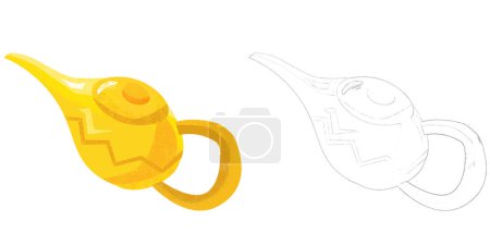 Photo for Cartoon scene with traditional magic lamp isolated illustration for children - Royalty Free Image