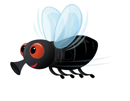 Photo for Cartoon scene with happy fly flying isolated illustration for children - Royalty Free Image