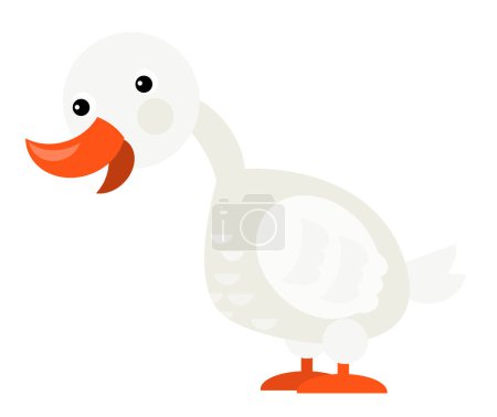 Téléchargez les photos : Cartoon scene with happy goose on white background illustration for children - en image libre de droit