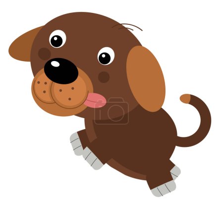 Téléchargez les photos : Dessin animé chien heureux animal isolé illustration pour enfants - en image libre de droit