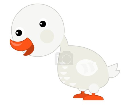 Téléchargez les photos : Cartoon scene with happy goose on white background illustration for children - en image libre de droit