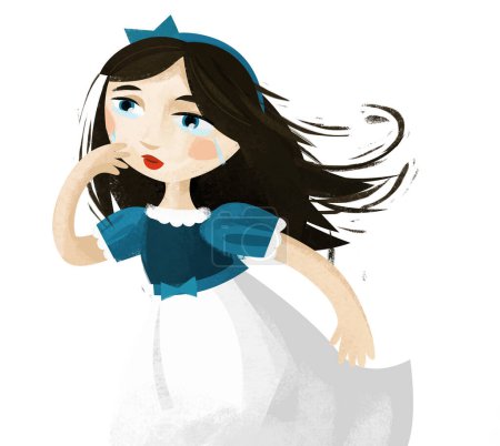 Foto de Escena de dibujos animados con princesa reina sobre fondo blanco ilustración para niños - Imagen libre de derechos