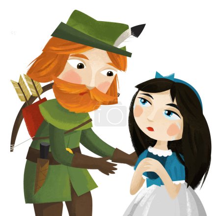 Foto de Escena de dibujos animados con rey o príncipe arquero ilustración para niños - Imagen libre de derechos
