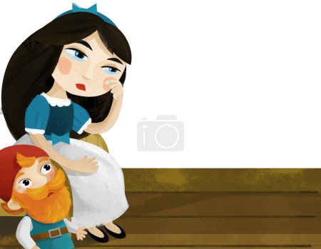 Photo pour Scène de dessin animé avec princesse reine illustration pour enfants - image libre de droit