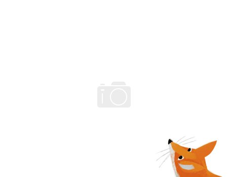 Foto de Escena de dibujos animados con animales sobre fondo blanco ilustración para niños - Imagen libre de derechos