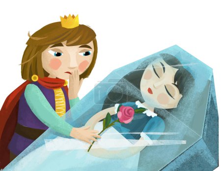 Foto de Escena de dibujos animados con niña princesa y príncipe ilustración para niños - Imagen libre de derechos