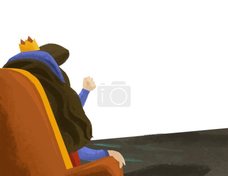 Foto de Escena de dibujos animados con princesa sentada en el trono ilustración para niños - Imagen libre de derechos