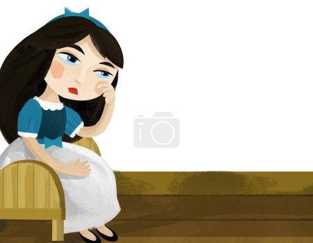 Photo for Cartoon scene with princess and dwarfs talking illustration for children - Royalty Free Image
