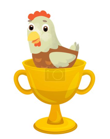 Foto de Taza de campeonato brillante de dibujos animados con ilustración aislada de pollo para niños - Imagen libre de derechos
