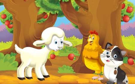 Photo for Cartoon scene with cat on the farm illustration for children - Royalty Free Image