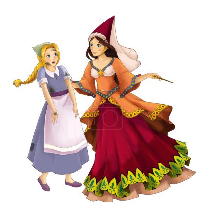 Foto de Escena de dibujos animados con princesa reina ilustración para niños - Imagen libre de derechos