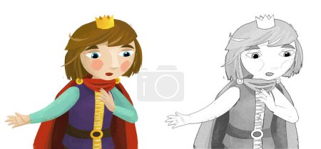 Téléchargez les photos : Scène de dessin animé avec roi ou prince illustration pour enfants - en image libre de droit