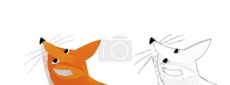 Téléchargez les photos : Scène de dessin animé avec des animaux sur fond blanc illustration pour enfants - en image libre de droit