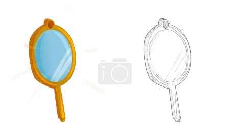 Téléchargez les photos : Miroir élément dessin animé sur fond blanc illustration pour enfants - en image libre de droit
