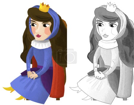 Photo for Cartoon scene with princess smiling illustration for children - Royalty Free Image