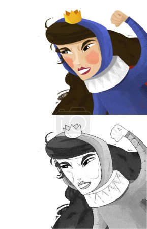 Photo for Cartoon scene with angry queen or princess illustration for children - Royalty Free Image