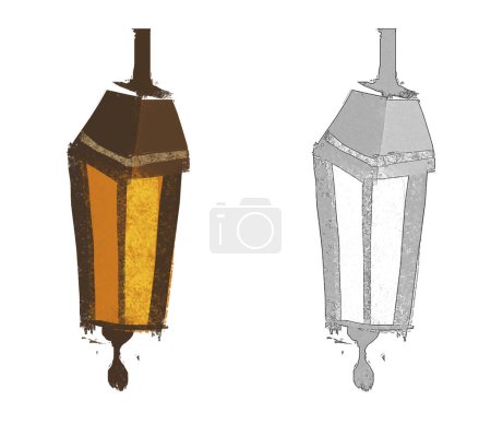 Photo for Cartoon scene with street or house lamp illustration for children - Royalty Free Image