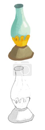 Photo for Cartoon mining tool - oil lamp on white background - illustration sketch - Royalty Free Image