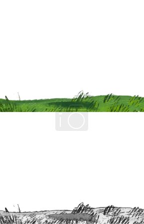 Photo for Cartoon background of pastures - grass - illustration sketch - Royalty Free Image