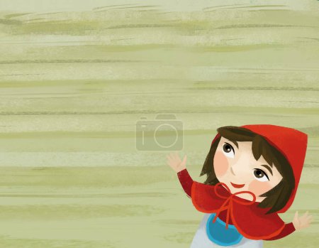 Téléchargez les photos : Cartoon scene with little girl granddaughter smiling illustration - en image libre de droit