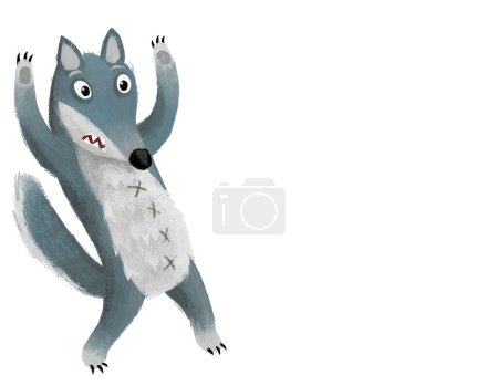 Photo for Cartoon scene with scared bad wolf standing illustration - Royalty Free Image