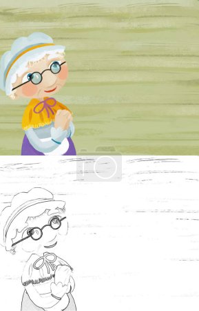 Téléchargez les photos : Cartoon scene with woman grandmother smiling illustration - en image libre de droit