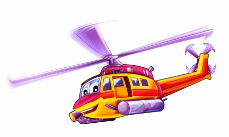 Foto de Helicóptero de rescate ambulancia de dibujos animados volando en servicio ilustración - Imagen libre de derechos
