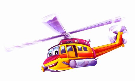 Foto de Cartoon ambulance rescue helicopter flying on duty illustration - Imagen libre de derechos