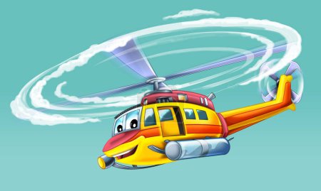 Foto de Cartoon ambulance rescue helicopter flying on duty illustration - Imagen libre de derechos