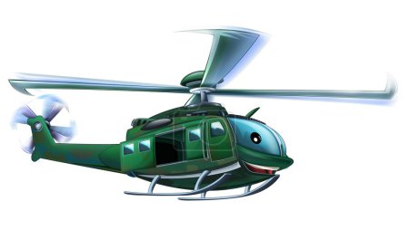 Téléchargez les photos : Cartoon scene with military helicopter flying on duty illustration - en image libre de droit