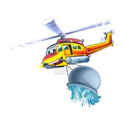 Téléchargez les photos : Hélicoptère de bande dessinée en service à la rescousse - illustration - en image libre de droit