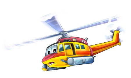 Photo for Cartoon helicopter flying on duty to the rescue - illustration - Royalty Free Image
