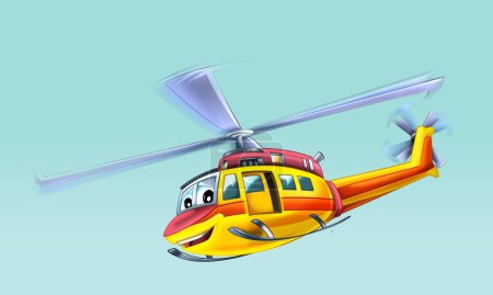 Téléchargez les photos : Cartoon helicopter flying on duty to the rescue - illustration - en image libre de droit