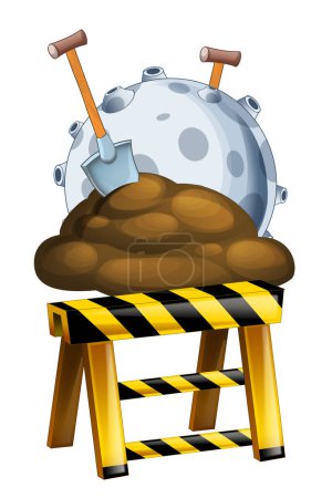 Téléchargez les photos : Caricature trou de boue ou chantier de construction de terre et météorite rocheuse isolé - illustration - en image libre de droit